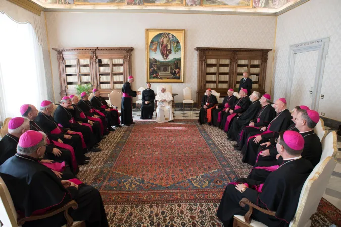 Papa Francesco e i vescovi di Croazia | I vescovi di Croazia durante l'incontro con Papa Francesco nel corso della loro visita ad limina, 13 novembre 2018 | Vatican Media / ACI Group