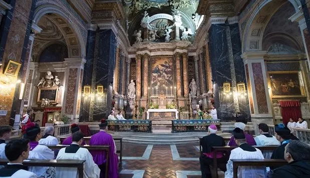 Un momento della celebrazione a Santa Maria in Via Lata |  | pd