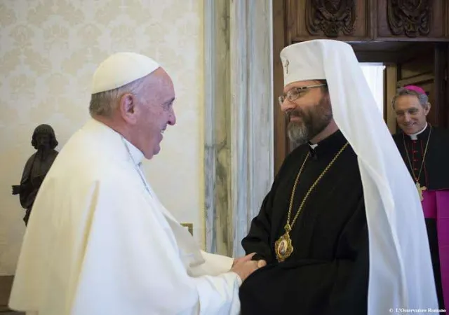 Papa Francesco e l'arcivescovo maggiore Shevchuk | Papa Francesco e l'arcivescovo maggiore Sviatoslav Shevchuk | Vatican Media / ACI Group