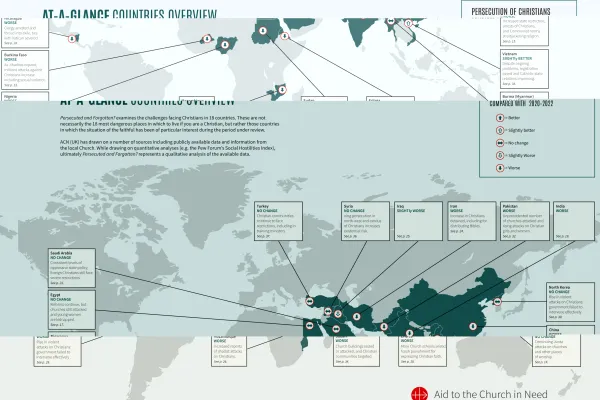 La mappa delle persecuzioni dei cristiani nel mondo / Credit ACS Aiuto alla Chiesa che soffre