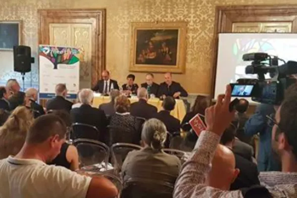 Un momento della presentazione del Meeting di Rimini, Roma, Pinacoteca del Tesoriere di Palazzo Patrizi, 22 giugno 2017 / FB Meeting di Rimini