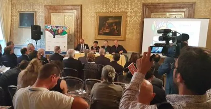 Presentazione del Meeting per l'Amicizia tra i Popoli | Un momento della presentazione del Meeting di Rimini, Roma, Pinacoteca del Tesoriere di Palazzo Patrizi, 22 giugno 2017 | FB Meeting di Rimini