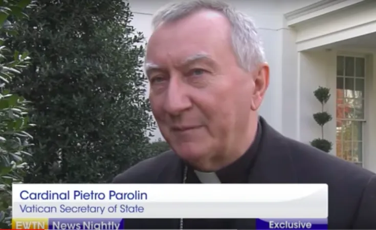 Cardinale Pietro Parolin alla Casa Bianca | Il Cardinale Pietro Parolin, segretario di Stato vaticano, intervistato da EWTN all'uscita del suo incontro alla Casa Bianca con il vicepresidente Peter Pence, Washington DC, 13 novembre 2017 | EWTN