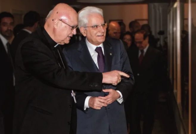 Il Presidente Mattarella e l' Arcivescovo Celli  |  | Villa Nazareth