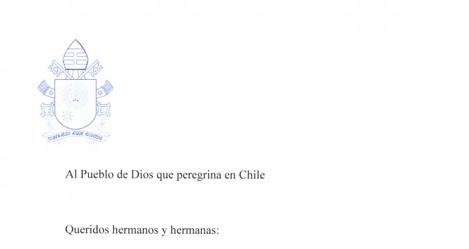 Lettera di Papa Francesco  | L'intestazione della lettera che Papa Francesco ha inviato al Popolo di Dio del Cile | CEC