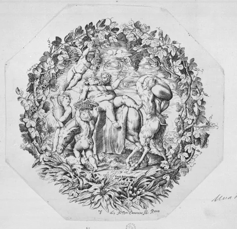 G.B. Costantini (dis. e inc.), Guido Reni (inv.), Baccanale, 1619, Roma, Istituto centrale per la grafica |  | Per gentile concessione del Ministero per i Beni e le Attività Culturali e per il Turismo