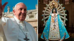 Papa Francesco e la Madonna di Luján.  / Foto: Vatican Media / Santuario di Luján