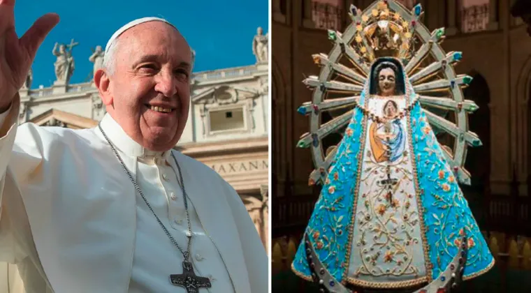 Papa Francesco e la Vergine di Luján. Foto: Vatican Media / Santuario di Luján | Papa Francesco e la Madonna di Luján.  | Foto: Vatican Media / Santuario di Luján