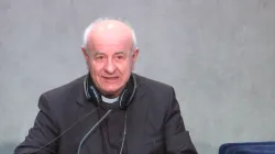 L'arcivescovo Paglia, presidente della Pontificia Accademia per la Vita, durante la conferenza stampa sulla Tavola Rotonda Internazionale sulle vaccinazioni, 2 luglio 2021 / Vatican Media / YouTube