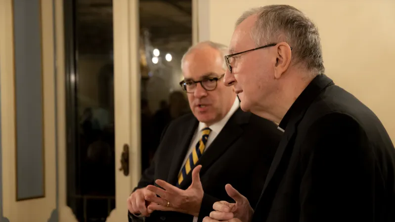 Il cardinale Pietro Parolin e il CEO di EWTN Michael Warsaw |  | Daniel Ibanez/ EWTN