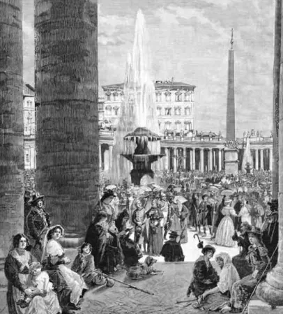 Pellegrini in piazza San Pietro per la celebrazione del giubileo. Dal volume di Francesco Bertolini, Storia del Risorgimento Italiano, Milano 1889 |  | Quaderni del Consiglio regionale delle Marche