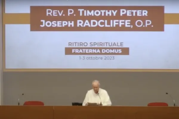 Padre Radcliffe durante la prima meditazione di questa mattina / Vatican Media / YouTube