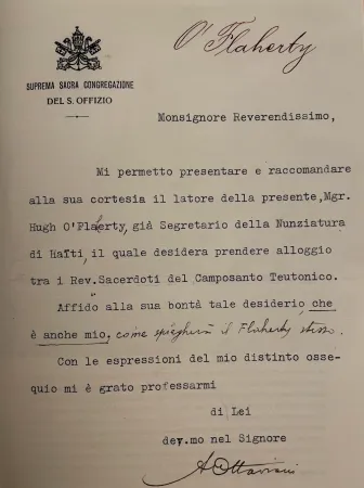 La lettera di Ottaviani |  | Archivio Campo Santo Teutonico