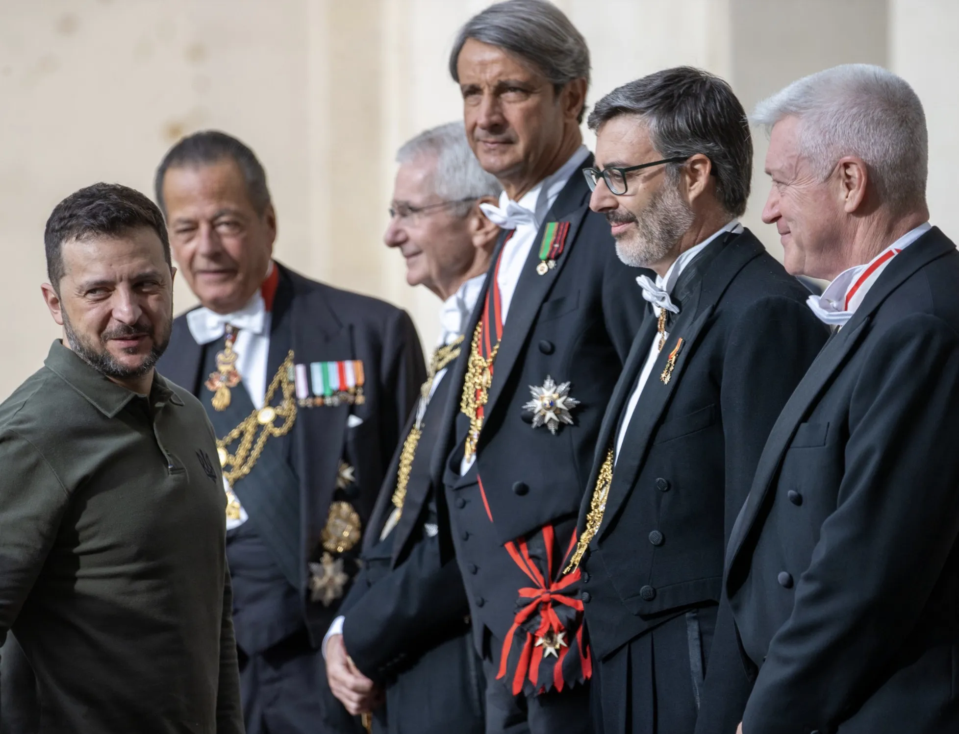 I Gentiluomini di Sua Santità accolgono il presidente ucraino Volodymyr Zelenskiy , 11 ottobre 2024