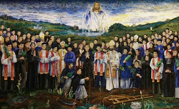 Martiri del Vietnam | Un affresco che riproduce i 117 martiri del Vietnam | Franciscan Media