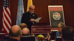 L'arcivescovo Paul Richard Gallagher, ministro degli Esteri della Santa Sede, durante la sua conferenza alla Fordham University / Holy See Mission