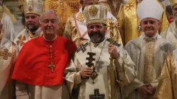 Un momento della Divina Liturgia celebrata nella cattedrale di Canterbury dall'arcivescovo maggiore Sviatoslav Shevchuk della Chiesa Greco Cattolica Ucraina e dal Cardinale Vincent Nichols, arcivescovo di Westminster / CCEE