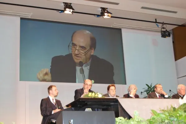 Padre Pedro Aguado, superiore generale dell'Ordine degli Scolopi, in un momento del Convegno Educare Oggi, Aula Paolo VI, Città del Vaticano / Ufficio di Comunicazione - Ordine dei Padri Scolopi