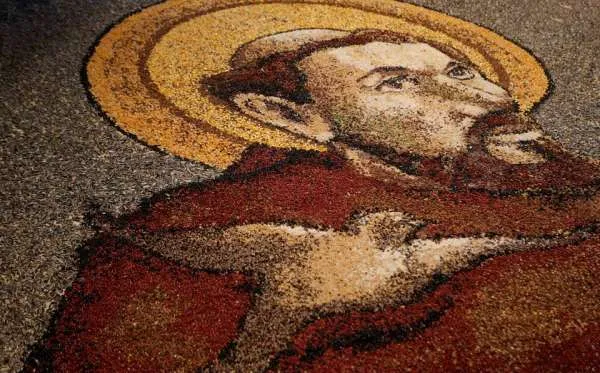 Una suggestiva immagine di San Francesco fatta di fiori  |  | CNA