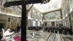 Papa Francesco durante l'udienza con l'Associazione dei Farmacisti Ospedalieri, 14 ottobre 2021 / Vatican Media / ACI Group