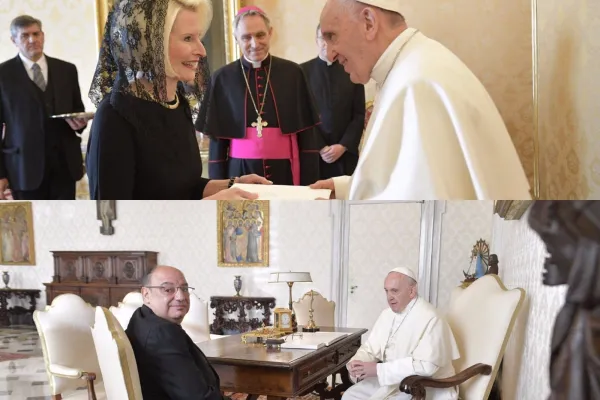 Callista Gingrich e Mahmoud Ahmed Samir Samy presentano le loro credenziali a Papa Francesco, Palazzo Apostolico, 22 dicembre 2017  / L'Osservatore Romano / ACI Group