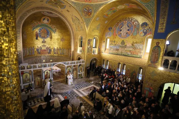 Papa Francesco, visita alla Basilica greco cattolica ucraina di Santa Sofia, Roma, 28 gennaio 2018 / Daniel Ibanez / ACI Group