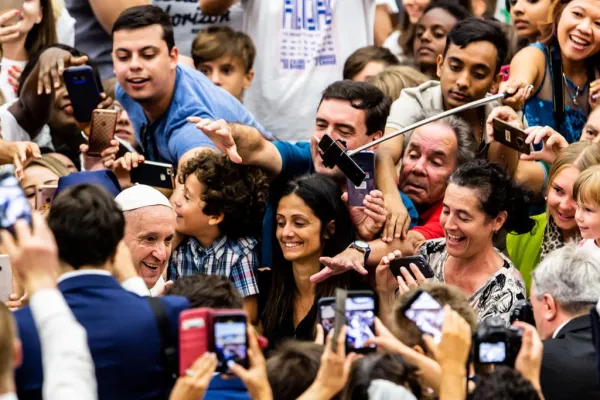 Papa Francesco durante l'udienza generale del 21 agosto 2019 / Daniel Ibanez / ACI Group