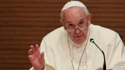 Papa Francesco presenta i volumi su padre Fiorito, Curia Generalizia dei Gesuiti, 13 dicembre 2019 / Daniel Ibanez / ACI Group