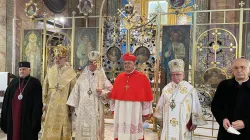 Il vescovo Lachovicz, esarca apostolico per l'esarcato dei fedeli cattolici ucraini di rito bizantino in Italia, con il vescovo Milan, l'arcivescovo Bilik, e il Cardinale Leonardo Sandri, San Sergio e Bacco, Roma, 1 dicembre 2020 / Oriente Cattolico