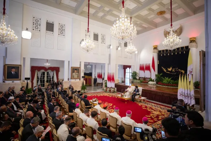 Papa Francesco, Indonesia | Papa Francesco incontra corpo diplomatico e società civile a Jakarta, Indonesia, 4 settembre 2024 | Daniel Ibanez / ACI Group