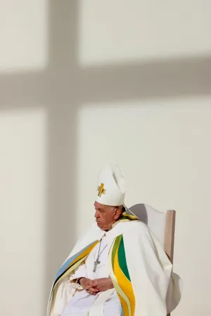 Papa Francesco a Bruxelles | Papa Francesco durante la Messa conclusiva allo Stadio Re Baldovino, Bruxelles, 29 settembre 2024 | Daniel Ibanez / EWTN - ACI Group