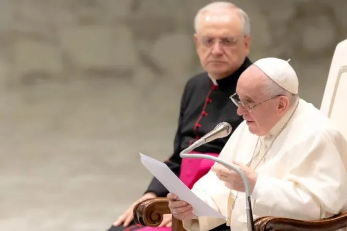 Papa Francesco durante un'udienza generale